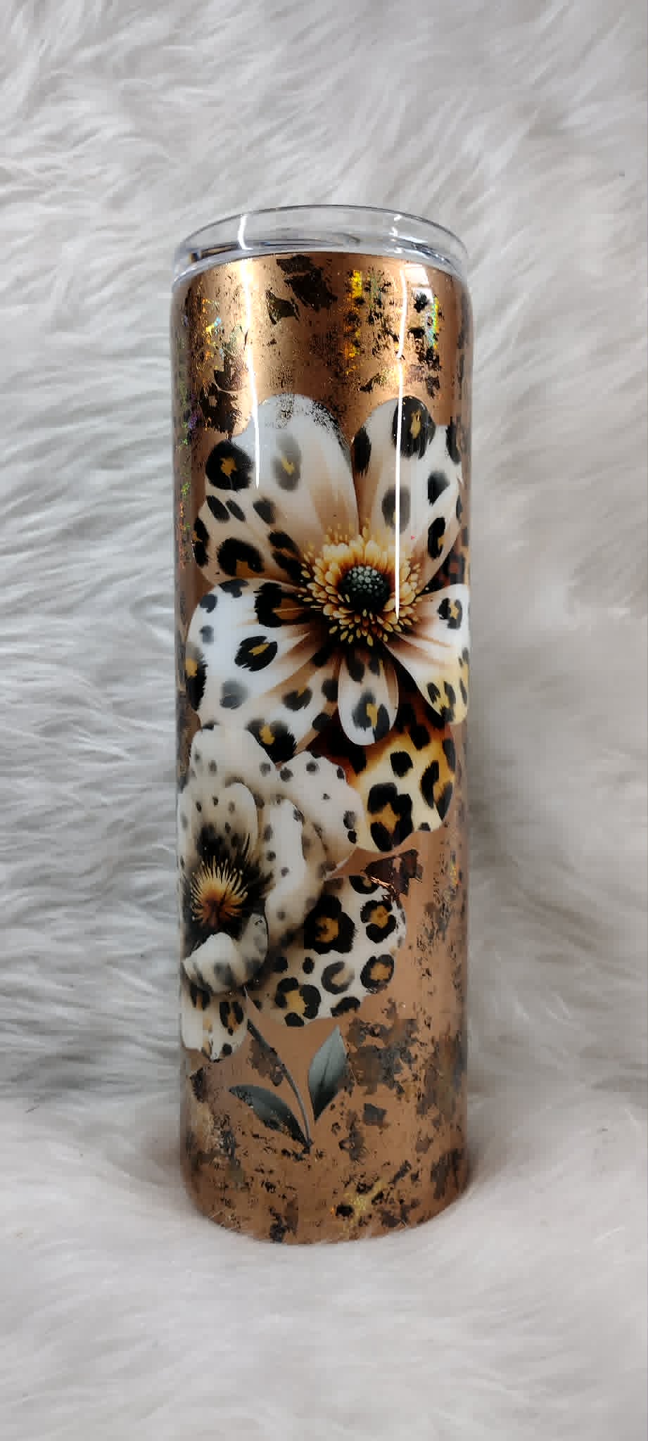 30oz skinny - cheetah flowers