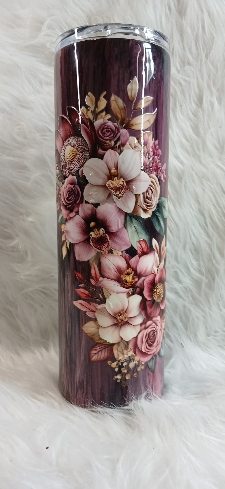 30 oz hoggdle - flowers with woodgrain