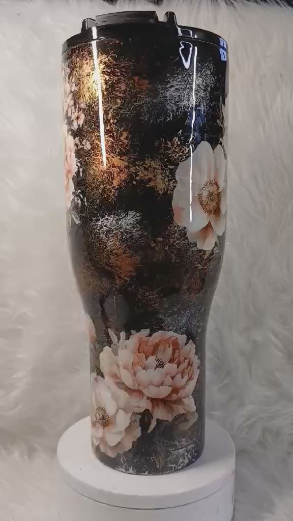 40oz modern Curve - pink flowers